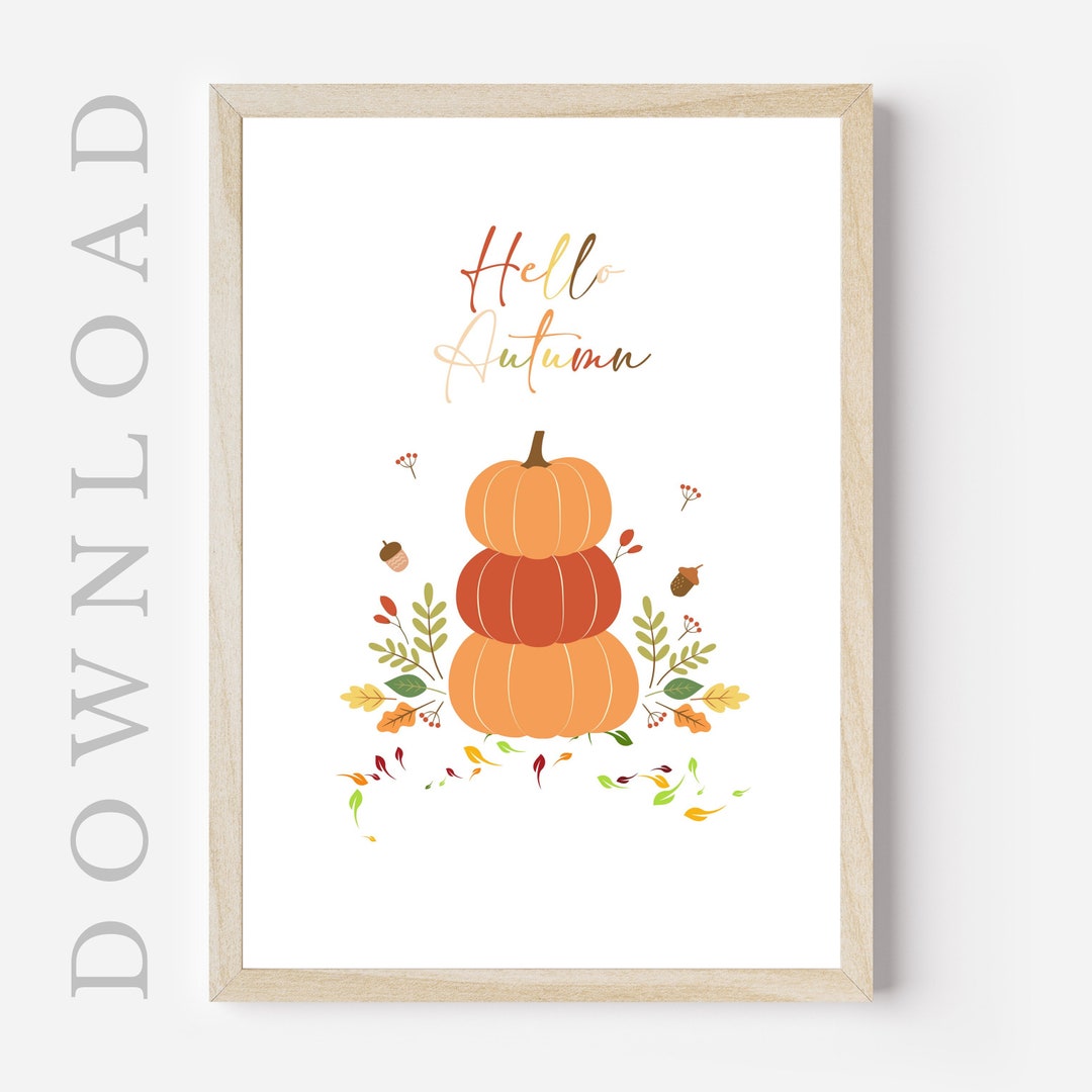 Hello Autumn Poster Download Printable Wall Art Printable - Etsy