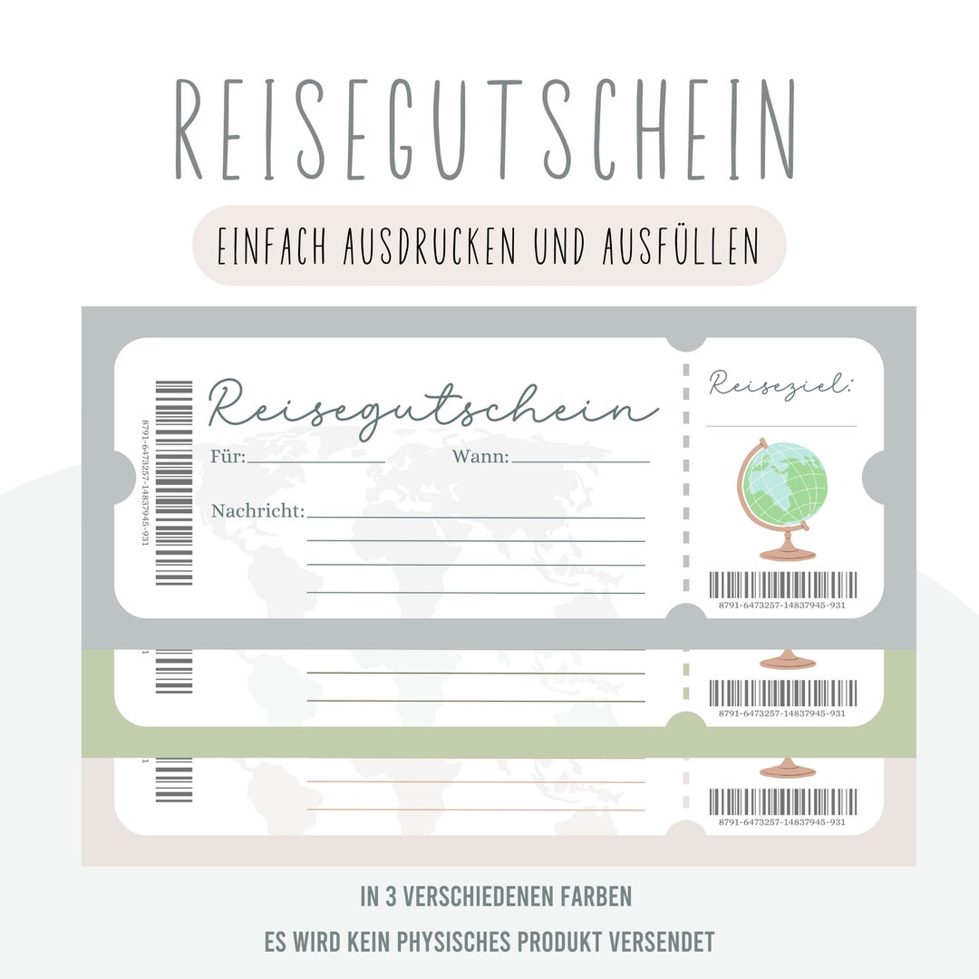 Travel Voucher to Print Out, Personalized Voucher, Holiday Voucher ...