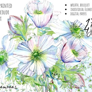 Watercolor anemone clipart. Watercolor flower clipart. Floral arrangements, Handpainted Wedding Clipart, Anemone Bouquet, Floral Watercolor.
