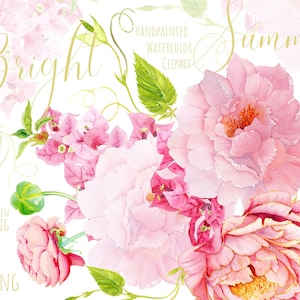 Aquarell Blumen Clipart, rosa Pfingsträuße, Blumenarrangements. Hochzeit Clipart. Orange rosa lila Blumen. Kostenlose kommerzielle Nutzung, png
