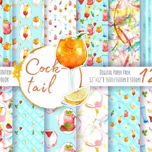 Carta digitale per cocktail ad acquerello. Bevande Clipart Festa Vacanza Agrumi Lime Frutta Mojito Menta Vacanza Estate Tropicale. Uso commerciale.