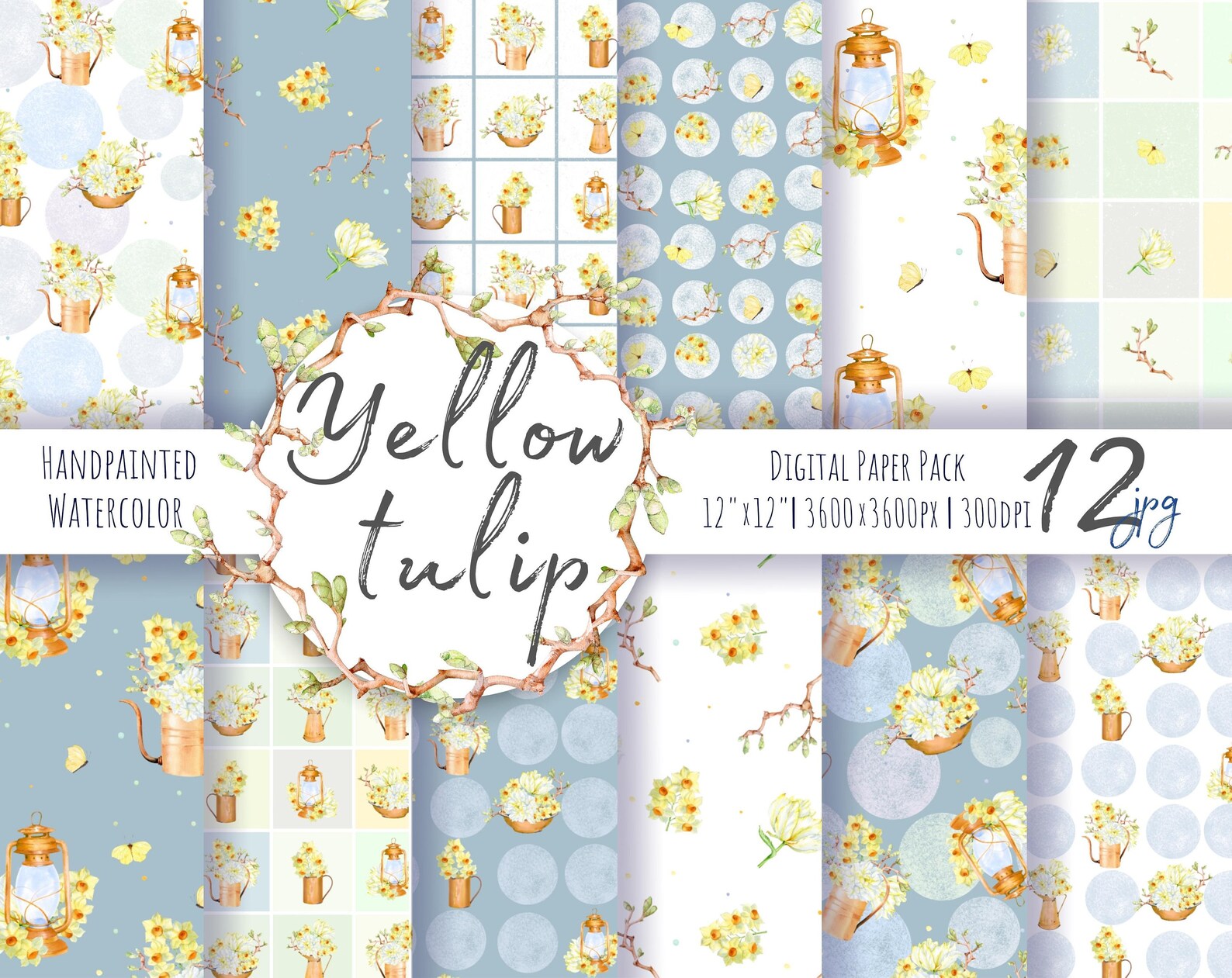 Watercolor Spring Digital Paper 12 Seamless Patterns. - Etsy