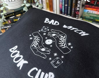 Bad witch book club t shirt | bookworm gifts, bookish merch, witch sweater, bookish crewneck, library shirt, gifts for readers