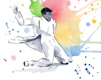 Jazz Dance Watercolor Print | Cab Calloway | Knee Drop | 8x8 Dance Painting