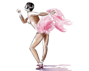 Watercolor Print | Josephine Baker | Charleston | 8x8 Jazz Dance Painting