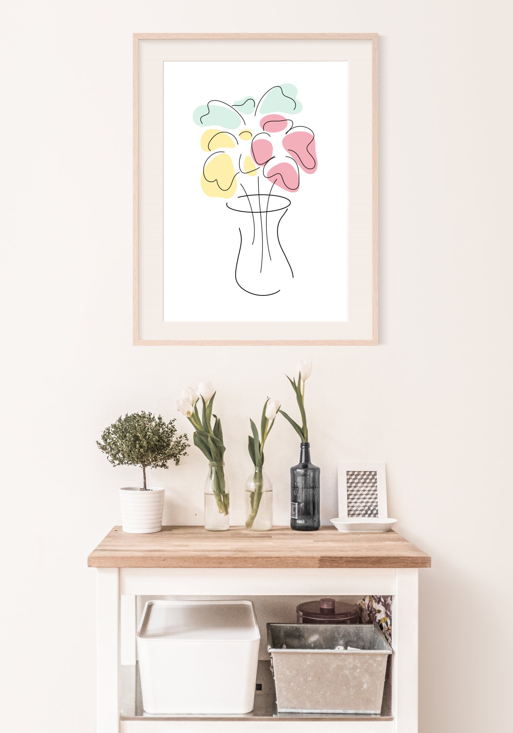 Abstract Floral Arrangement in Vase Minimalist Digital Art Etsy UK