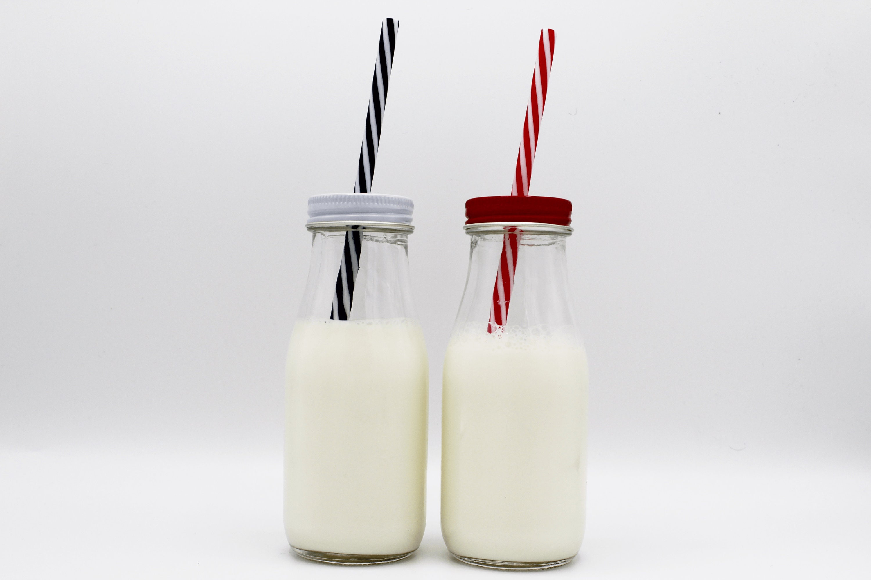 300ml Glass Mini Vintage Milk Bottles with Lids & Straws Etsy