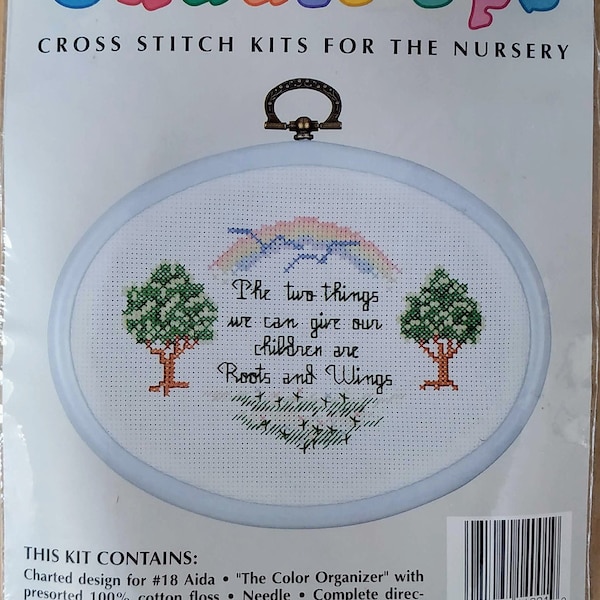 Cuddle Ups Counted Cross Stitch Kit for the Nursery Roots and Wings, Baby Shower Gift, Baby Bedroom Picture