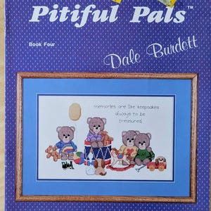 Vintage Burdett Publications Counted Cross Stitch Booklet Pitiful Pals, Teddy Cross Stitch