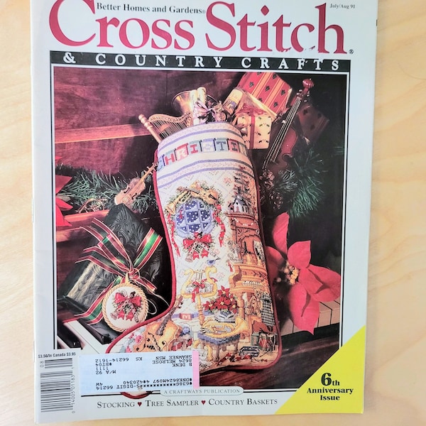 Cross Stitch and Country Crafts Magazine  July/Aug 1991, Christmas Stocking by Sandy Orton