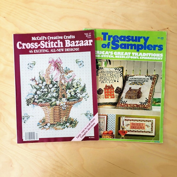 Set of 2 Vintage Cross Stitch  Magazines Cross Stitch Bazaar and Treasury of Samplers