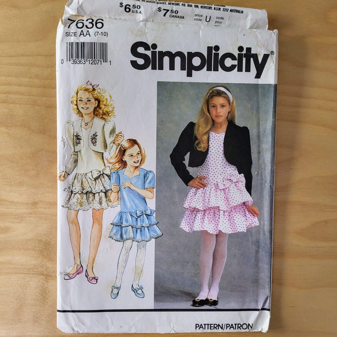 Simplicity Sewing Pattern 7636 Girl's Dress and Jacket, Size 7-10 - Etsy
