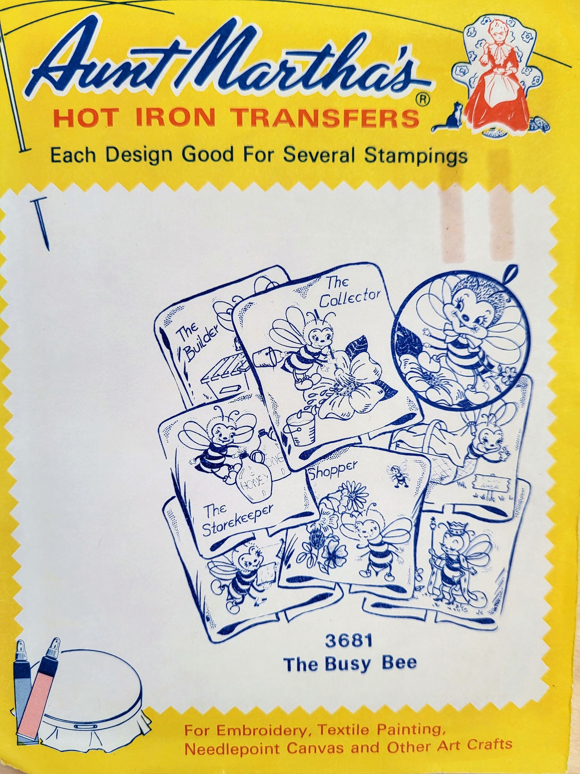 Set of 2 Aunt Martha's Hot Iron Transfers Embroidery Patterns Purr ...