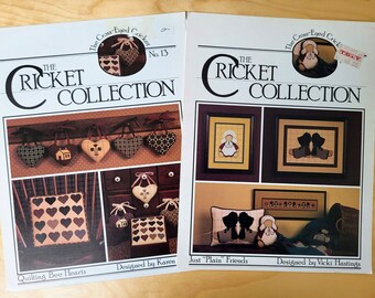 Set of 2 The Cricket Collection Cross Stitch Booklets Quilting Bee Hearts by Karen Hyslop and Just "Plain" Friends by Vicki Hastings