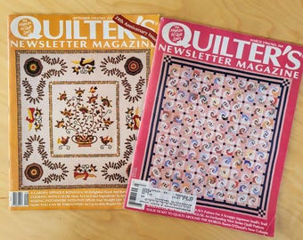 Set of 2 Vintage Quilter's Newsletter Magazines 1993, 1994, Quilt Pattern
