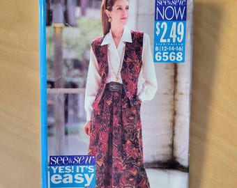 New Look  Sewing Pattern 6568 Misses' Petite Vest, Skirt and Shirt Size 12-16