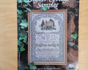 Vintage Counted Cross Stitch Pattern English Cottage Sampler by Teresa Wentzler