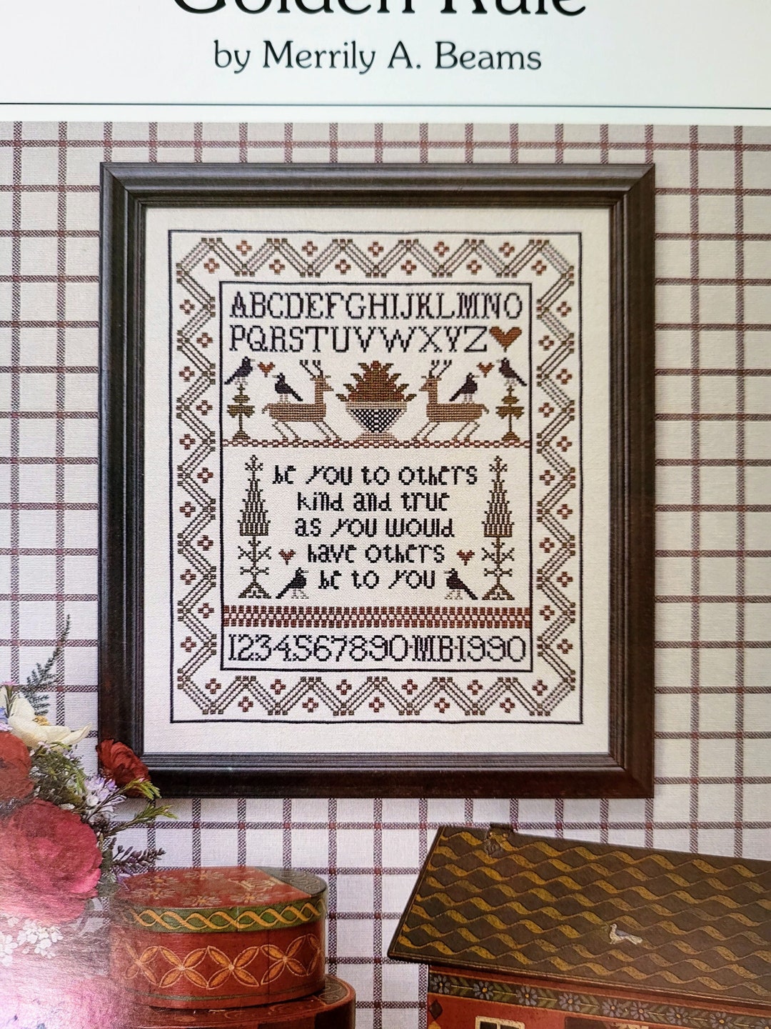 Vintage Primitive Counted Cross Stitch Pattern Golden Rule by Merrily A