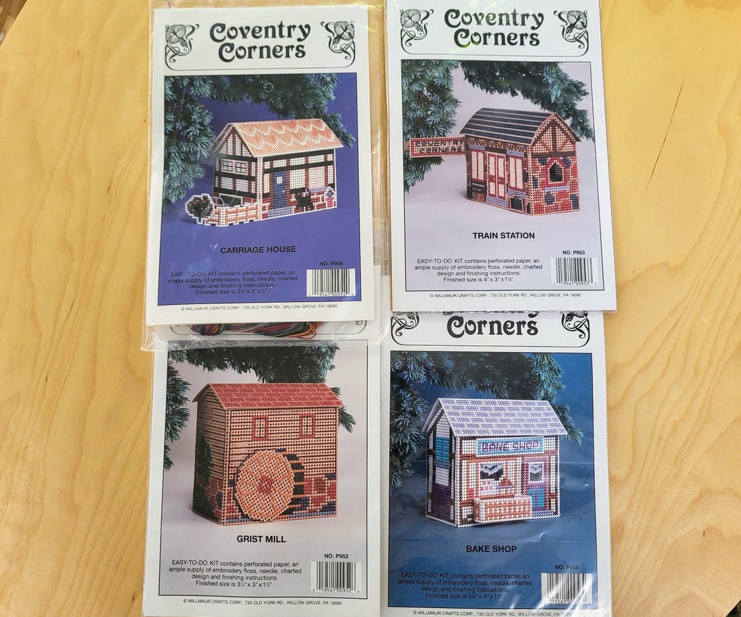 Coventry Corners Counted Cross Stitch Kits Bake Shop, Grist Mill, Train