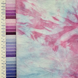Hand Dyed 14 Count Aida for Cross Stitch or Embroidery, Blue and Purple ...