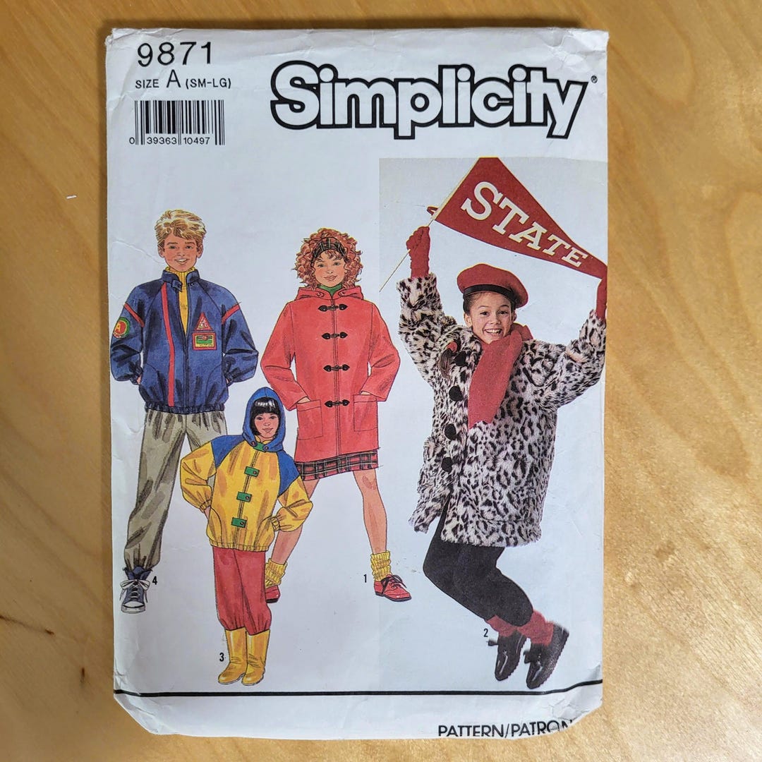 Simplicity Sewing Pattern 9871 Child's Lined Jackets, Size SM-LG - Etsy