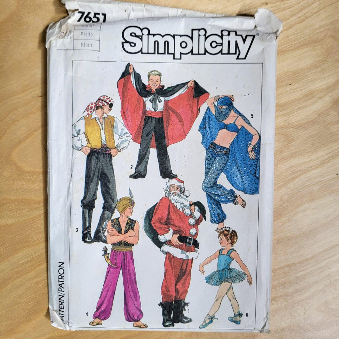 Simplicity Sewing Pattern 7651 Children’s Genie Pirate Vampire Dracula ...