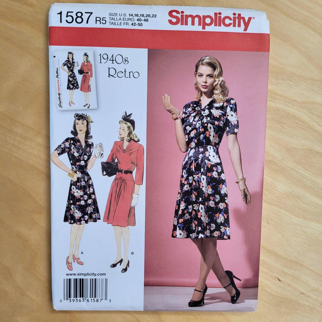 Simplicity Sewing Pattern 1587 Misses' Retro 1940s Dress Size 14-22 - Etsy