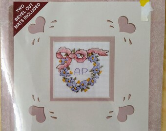 Vintage Janlynn Ribbon Embroidery Kit  Initial Heart, Cross Stitch Kits