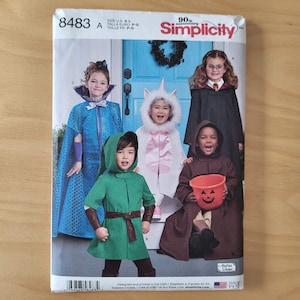 Simplicity Sewing Pattern 8483 Children's Hallowing Costumes, Child's Cape, Robe, Character Costumes, Fantasy Costumes Size S,M,L