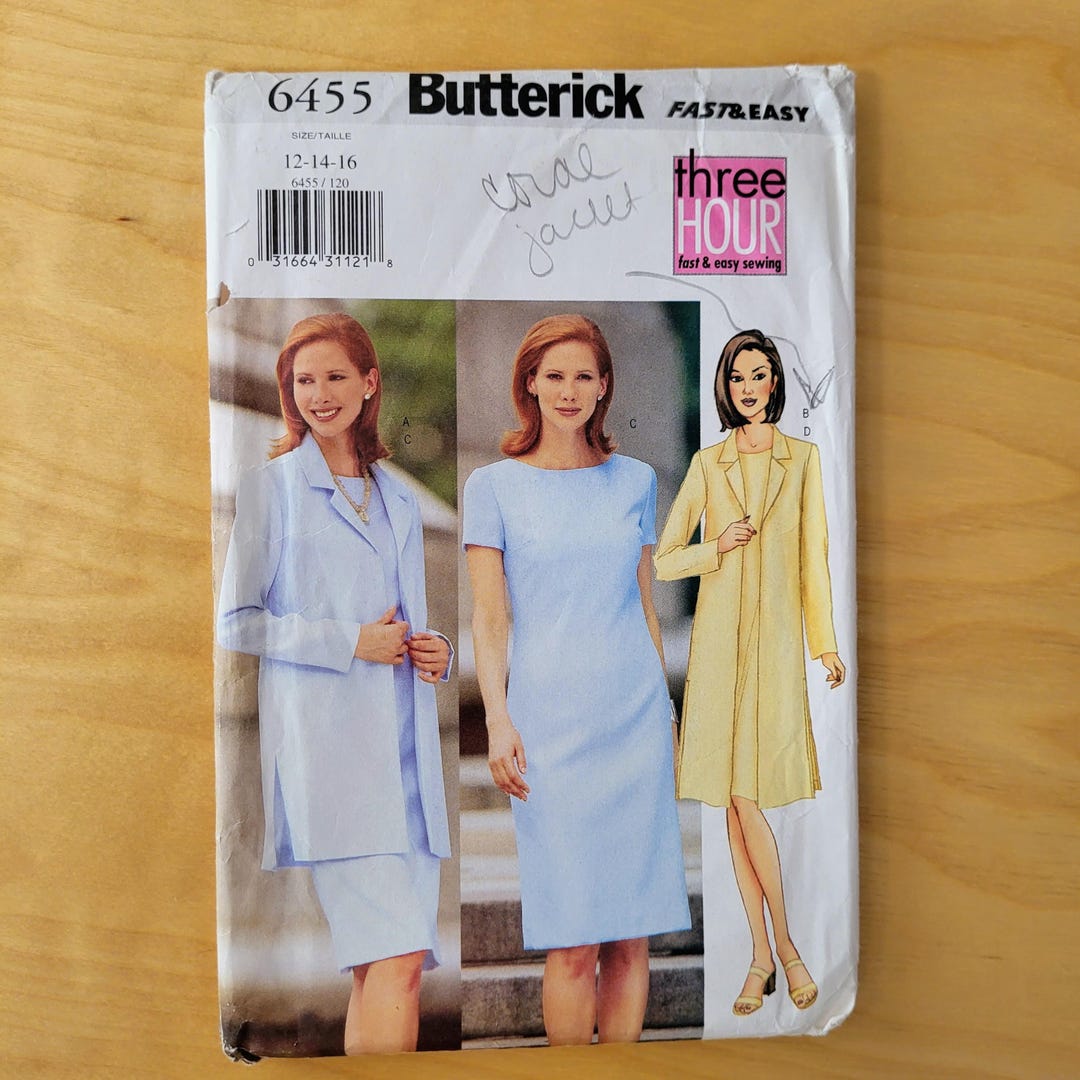 Butterick Sewing Pattern 6455 Misses' Jacket and Dress Size 12-16 - Etsy