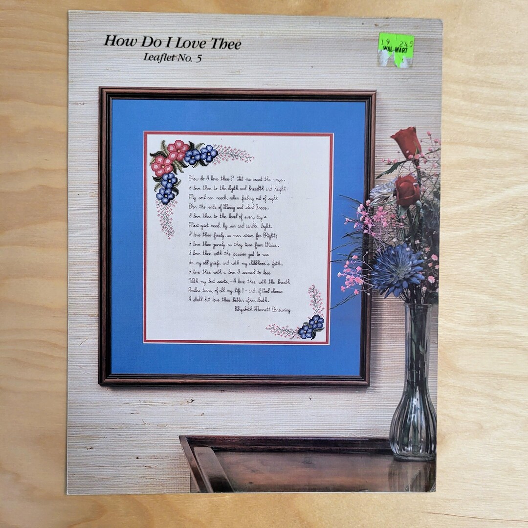 Vintage Counted Cross Stitch Pattern How Do I Love Thee Poem by ...