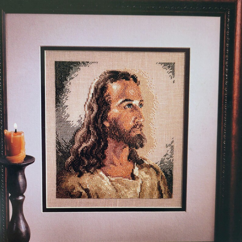 Vintage Praying Hands Counted Cross Stitch Leaflet Portrait of Christ ...