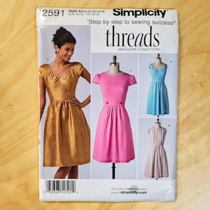 Simplicity Sewing Pattern 2591 Threads Collection Misses&#39; Dress With Bodice Variations Sizes 8,10,12,14,16
