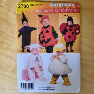 Simplicity Sewing Pattern 2788 Size 1/2,1,2,3,4  Toddlers Halloween Costumes, Ladybug, Duck, Pumpkin, Sheep Costume, Fantasy Costumes