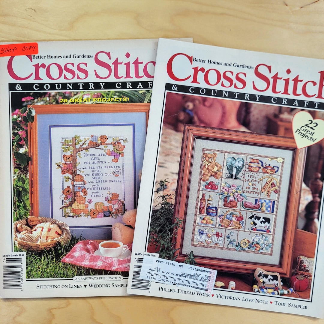 Set of 2 Vintage Cross Stitch and Country Crafts Magazines From May/june 1992 and June 1993 ...