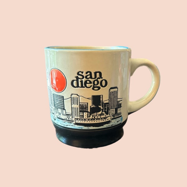 Vintage San Diego Skyline Mug, Vintage Coffee Mug, Vintage Souvenir Mug, Vintage California Mug, Vintage Stoneware Style Mug