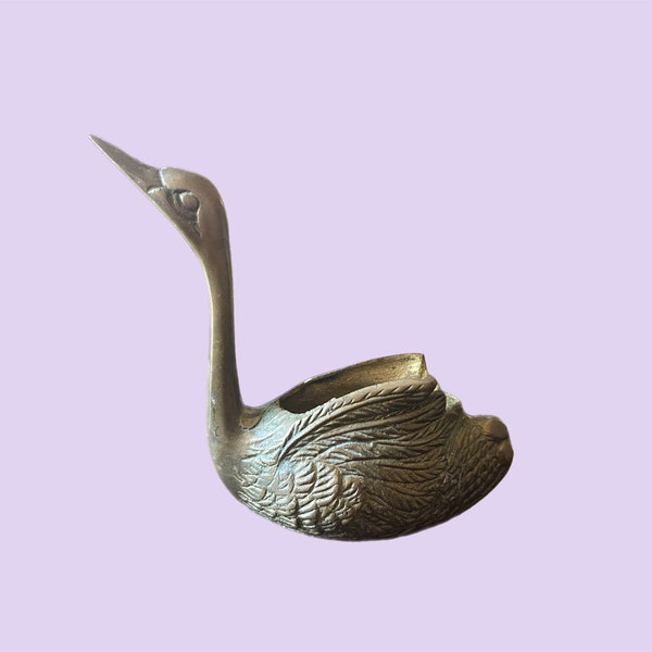 Vintage Small Brass Swan Trinket Dish, Vintage Small Swan Planter, Vintage Brass Decor, Vintage Bird Decor, Ring Dish, Succulent Planter