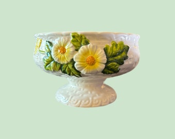 jardinière sur piédestal rustique Lefton Daisy, jardinière florale vintage, compote vintage, jardinière d'intérieur vintage, cache-pot, cadeau pour amateur de plantes