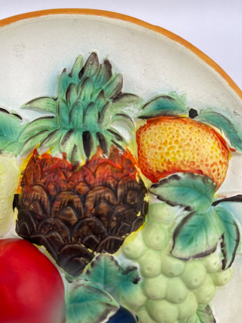 Vintage 3D Chalkware Fruit Wall Hanging Made in Japan, Vintage Wall