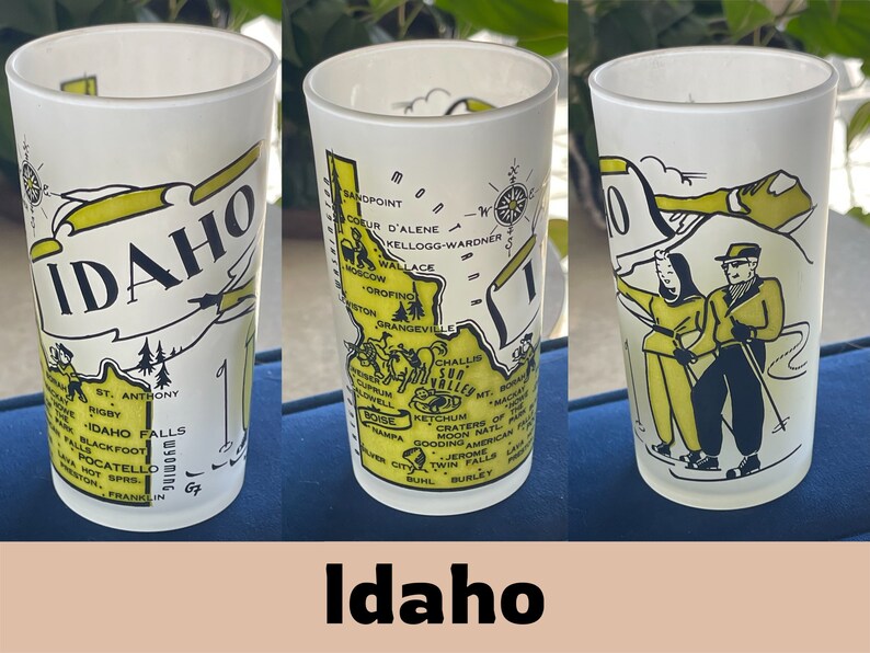 Vintage Hazel Atlas Frosted State Souvenir Glasses Multiple Etsy