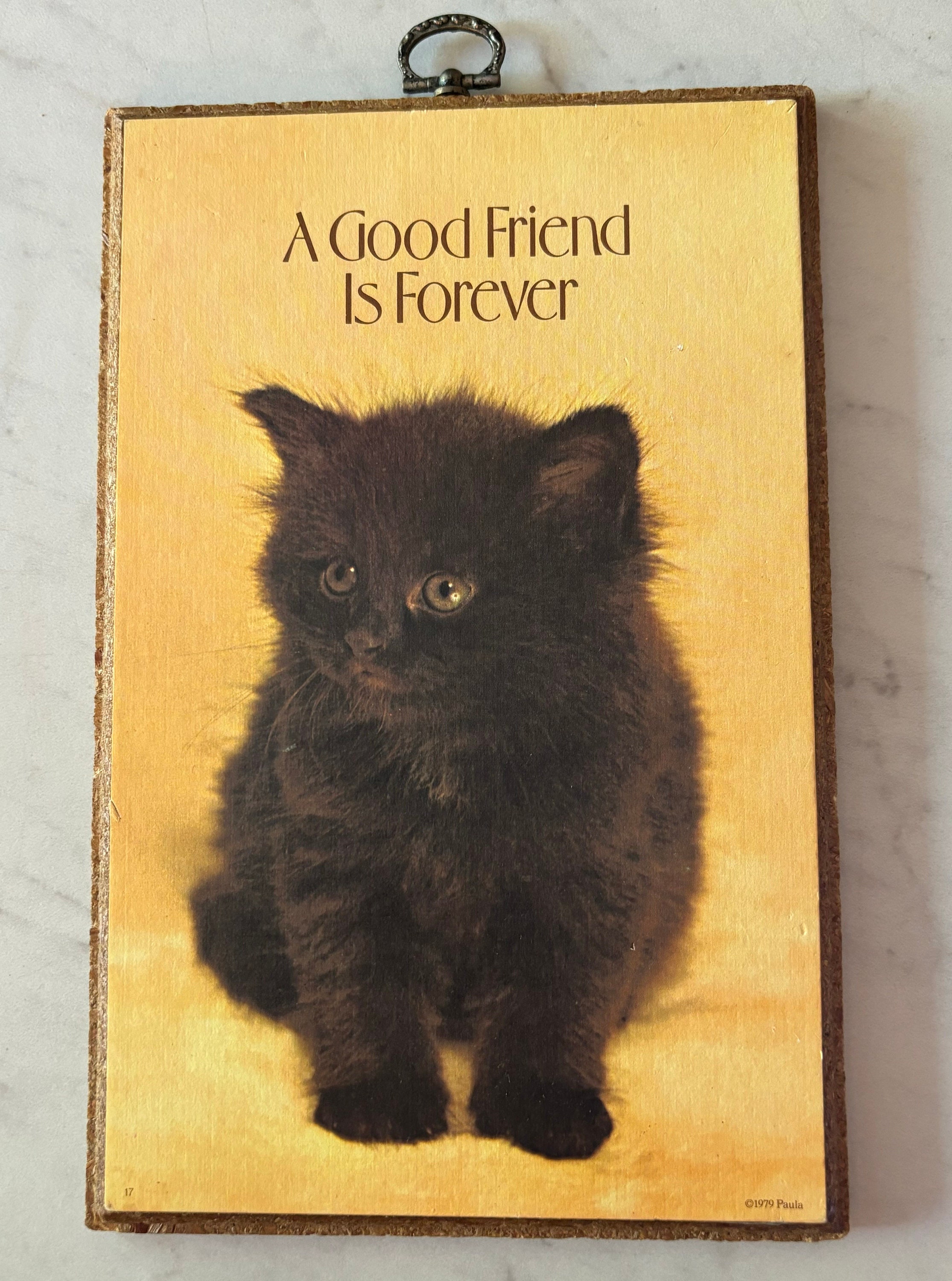 Vintage Black Cat a Good Friend is Forever Wall Decor, Vintage Cat Wall
