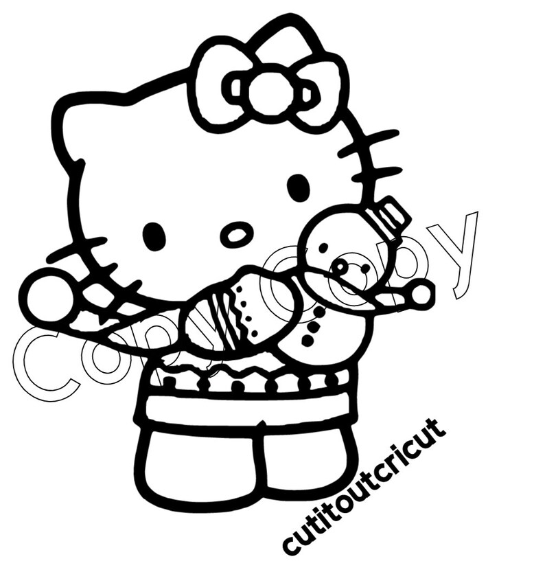 Hello Kitty Warm Sweater snowman SVG | Etsy