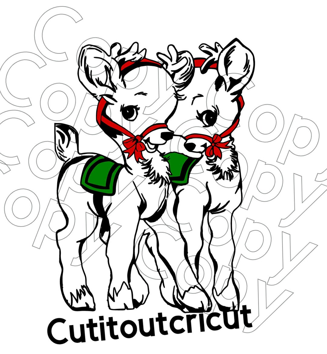Vintage Reindeer SVG Retro Xmas Cut File Kawaii Baby - Etsy