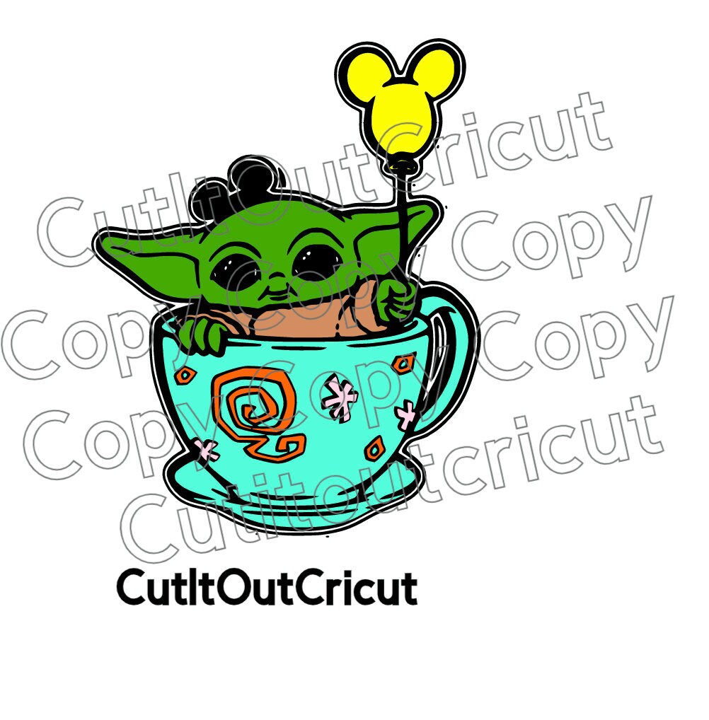 Download Baby Yoda Svg Baby Yoda Mickey Ears Cricut Image Grogu Tea Etsy