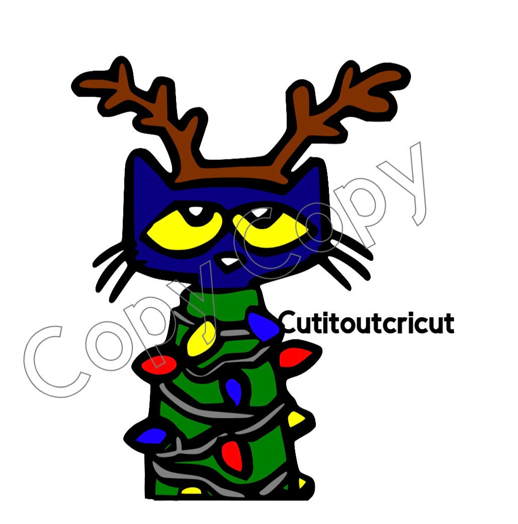 Christmas Pete the Cat Wrapped in Lights SVG Etsy Christmas Pete