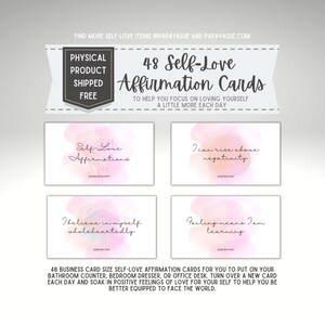 Self Love Affirmation cards, positive quote flash cards, affirmations cards, self esteem, confidence, self care, therapy office decor, love image 2