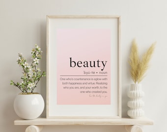 Beauty Definition Poster, Home Decor, Wall Art, Affirmation, Self-love, Beauty Quote,