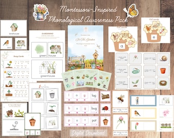 Montessori-stil "I trädgården" fonologiskt medvetenhetspaket 3-7 år
