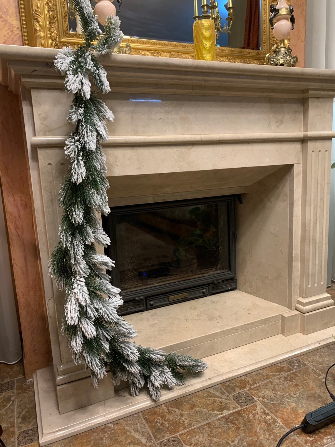 Flocked Christmas Greenery Garland Artificial Christmas Etsy