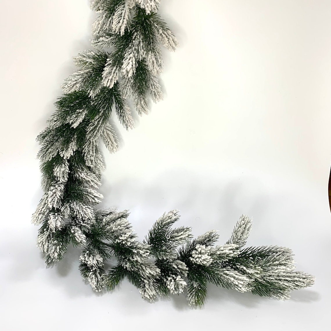 Flocked Christmas Greenery Garland Artificial Christmas Etsy